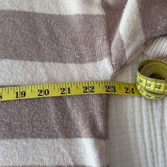 Luxe Cream and Tan Striped Cowl Neck Sweater - Picture 9 of 10